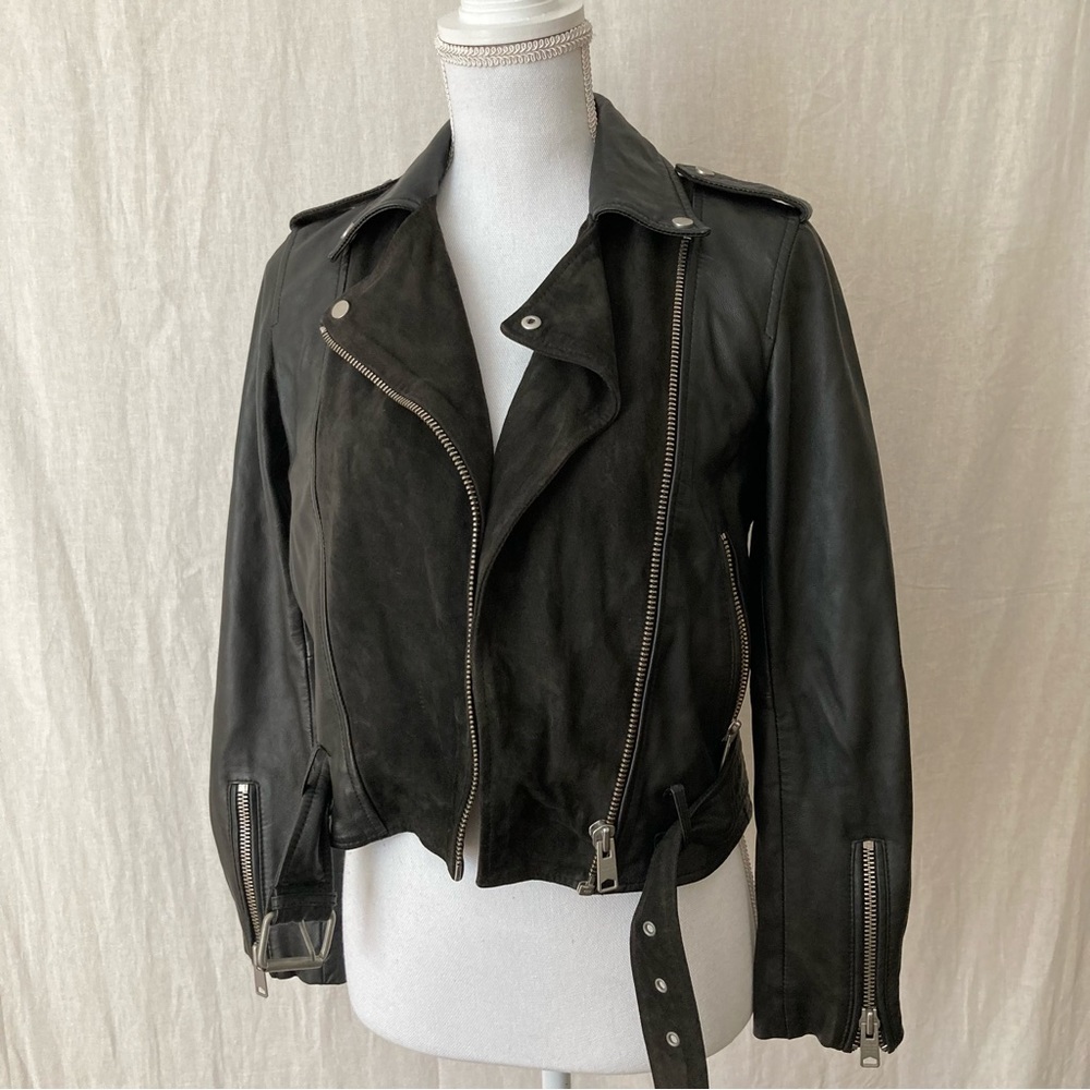 All Saints Sheep Leather Black Jacket
